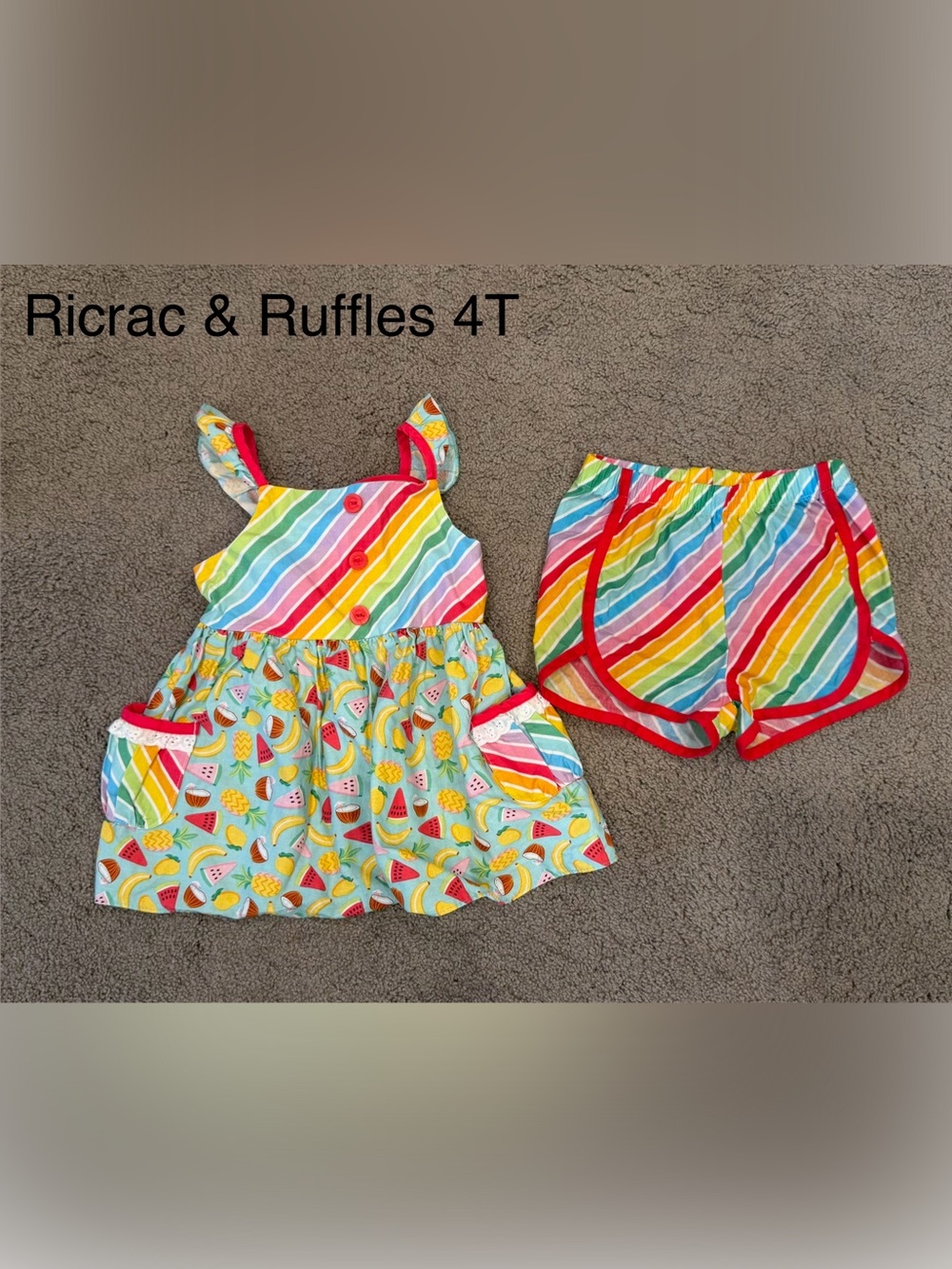 Tropical Rainbow Fruit Shorts Set